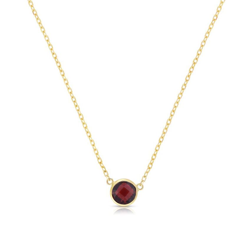 14K Garnet Solitaire Necklace