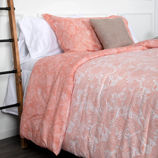 Paisly Garden Reversible Comforter Set, Coral