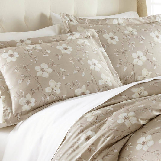 Wild Rose Duvet Cover Set, Taupe Grey