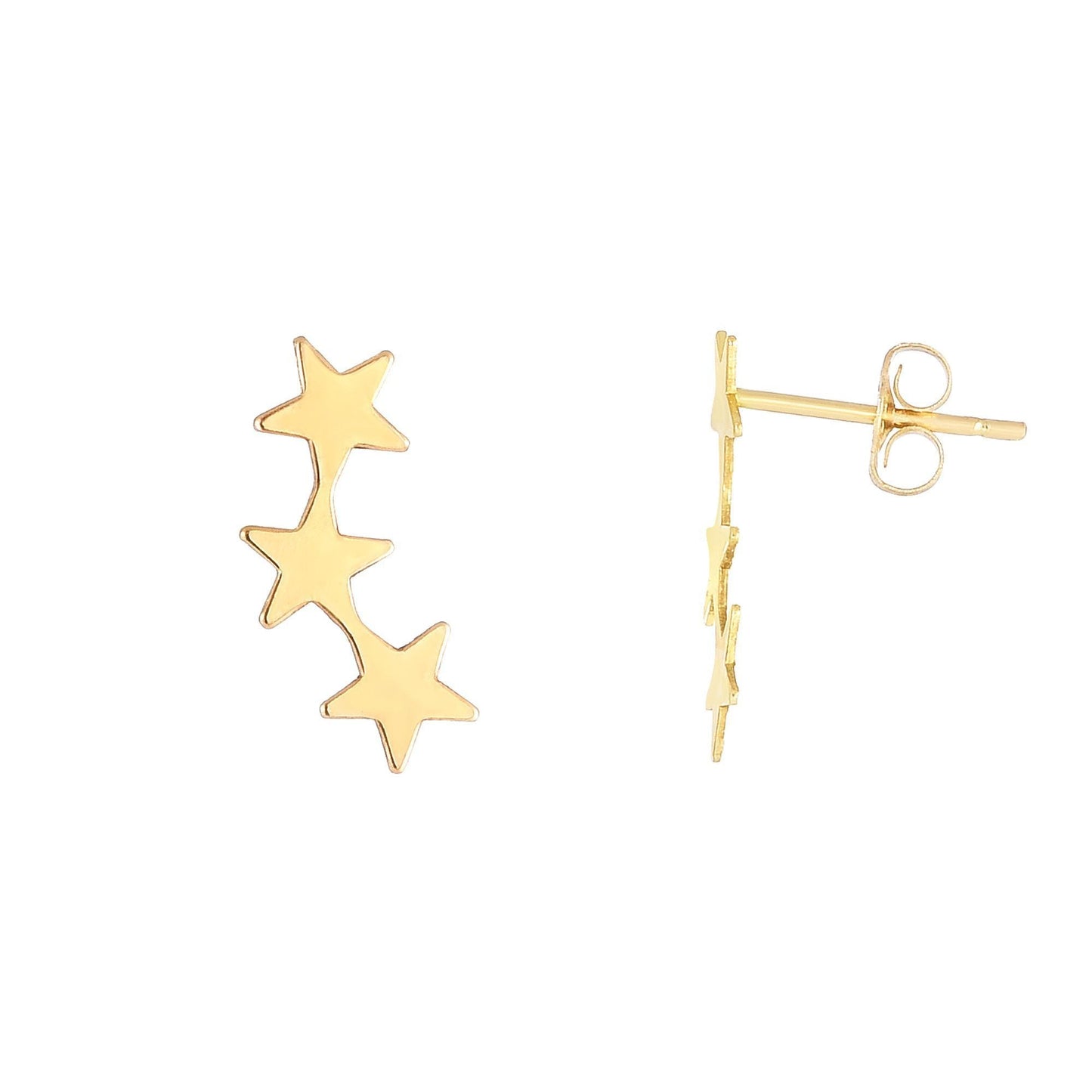 14K Star Ear Climber Earrings