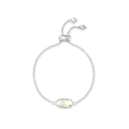 Kendra Scott Elaina Adjustable Silver Bracelet, Dichroic Glass